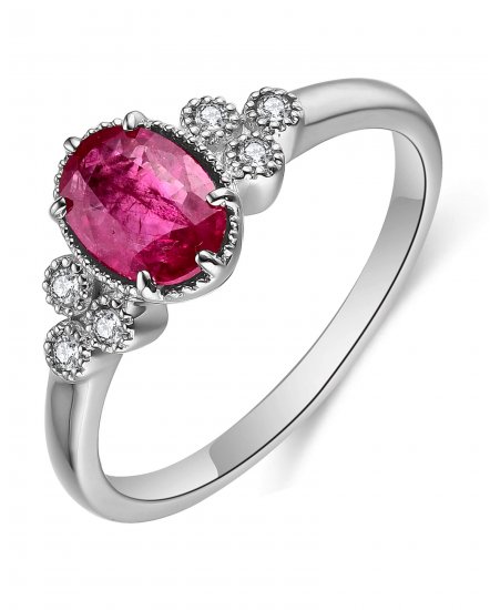 OVAL COLORED STONE DIAMOND RING (TR4682)